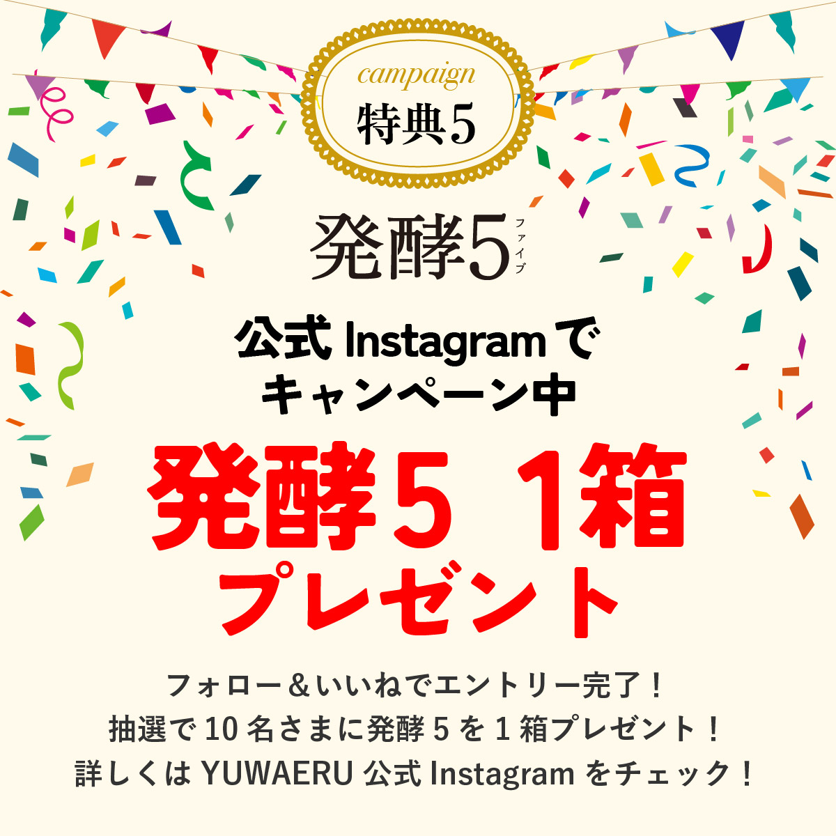 5.公式Instagramから発酵5をプレゼント！