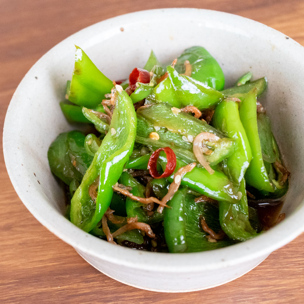 ピーマンとじゃこの煮びたし