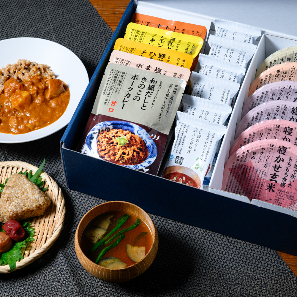 YUWAERUいいものギフト 寝かせ玄米・にほん素材のおみそ汁・無添加カレー