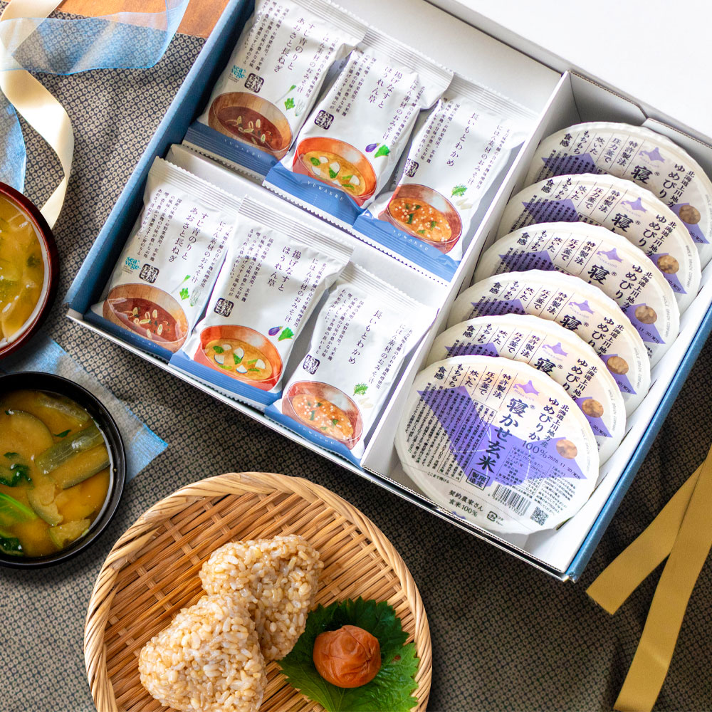 YUWAERUいいものギフト 寝かせ玄米ゆめぴりか100%・にほん素材のおみそ汁